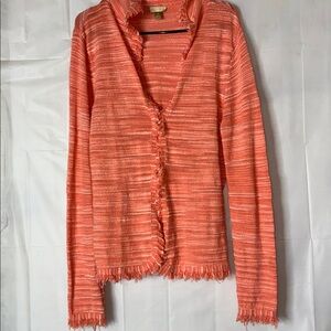Nordstrom Coral Knit Fringe Sweater - Size M - Chic Textural Layer
